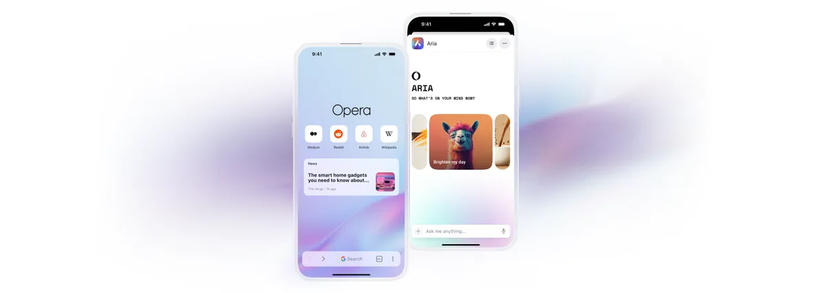 Opera 官方 iOS 页面桌面展示图,用于移动端专题首屏